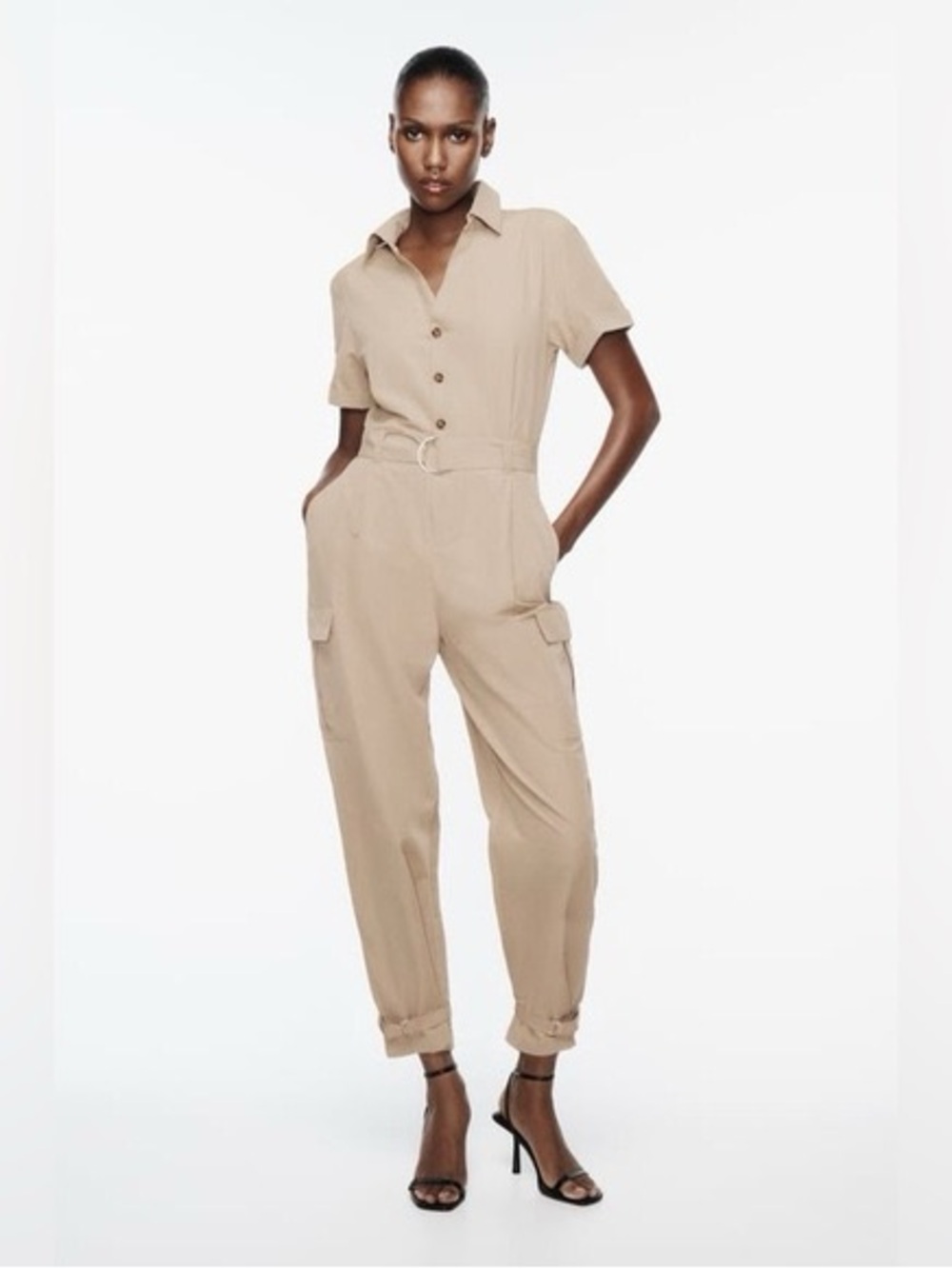 Zara belted cargo jumpsuit